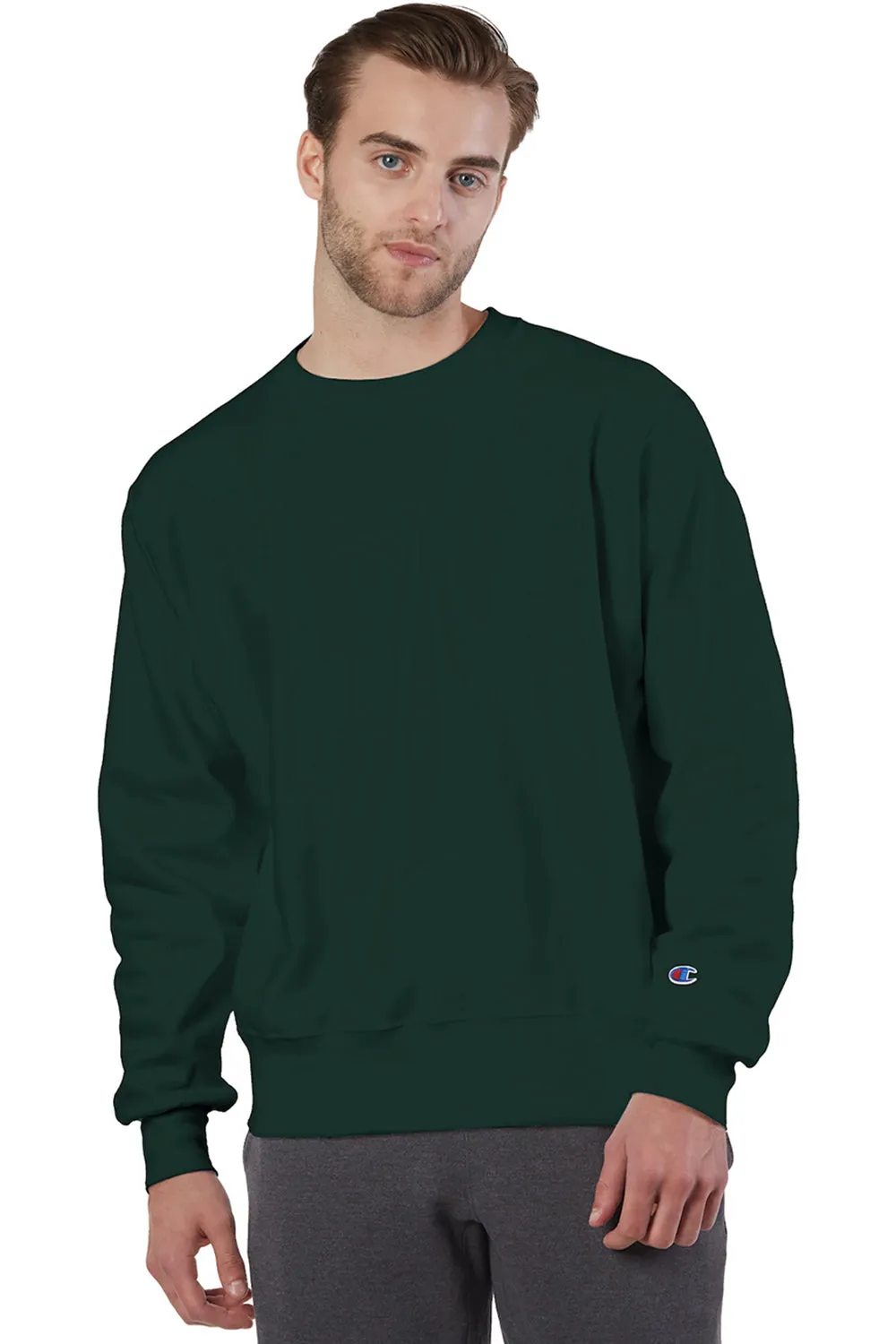 Champion Mens Shrink Resistant Crewneck Sweatshirt - Dark Green