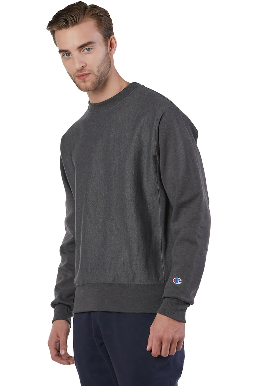 Champion Mens Shrink Resistant Crewneck Sweatshirt - Heather Charcoal Grey