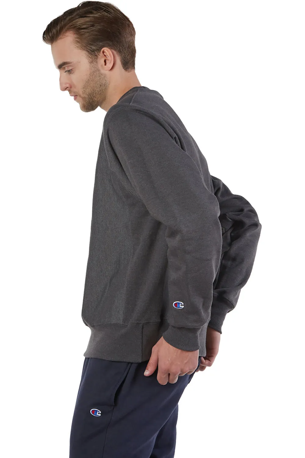 Champion Mens Shrink Resistant Crewneck Sweatshirt - Heather Charcoal Grey