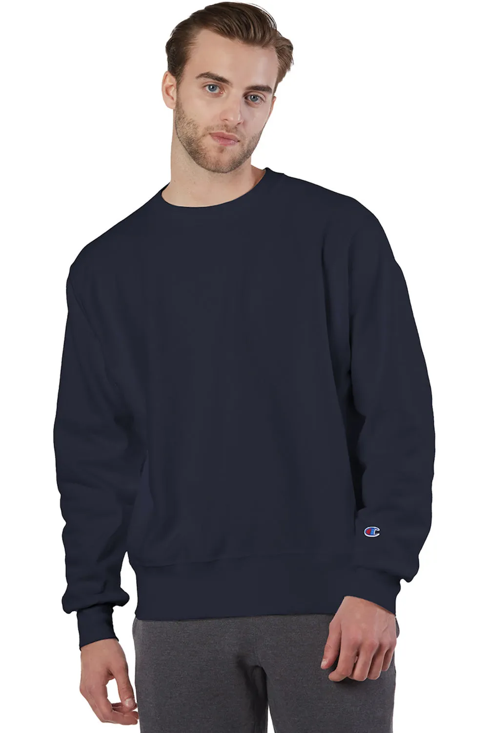 Champion Mens Shrink Resistant Crewneck Sweatshirt - Navy Blue