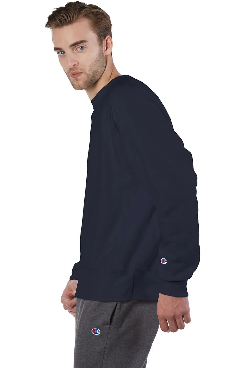 Champion Mens Shrink Resistant Crewneck Sweatshirt - Navy Blue