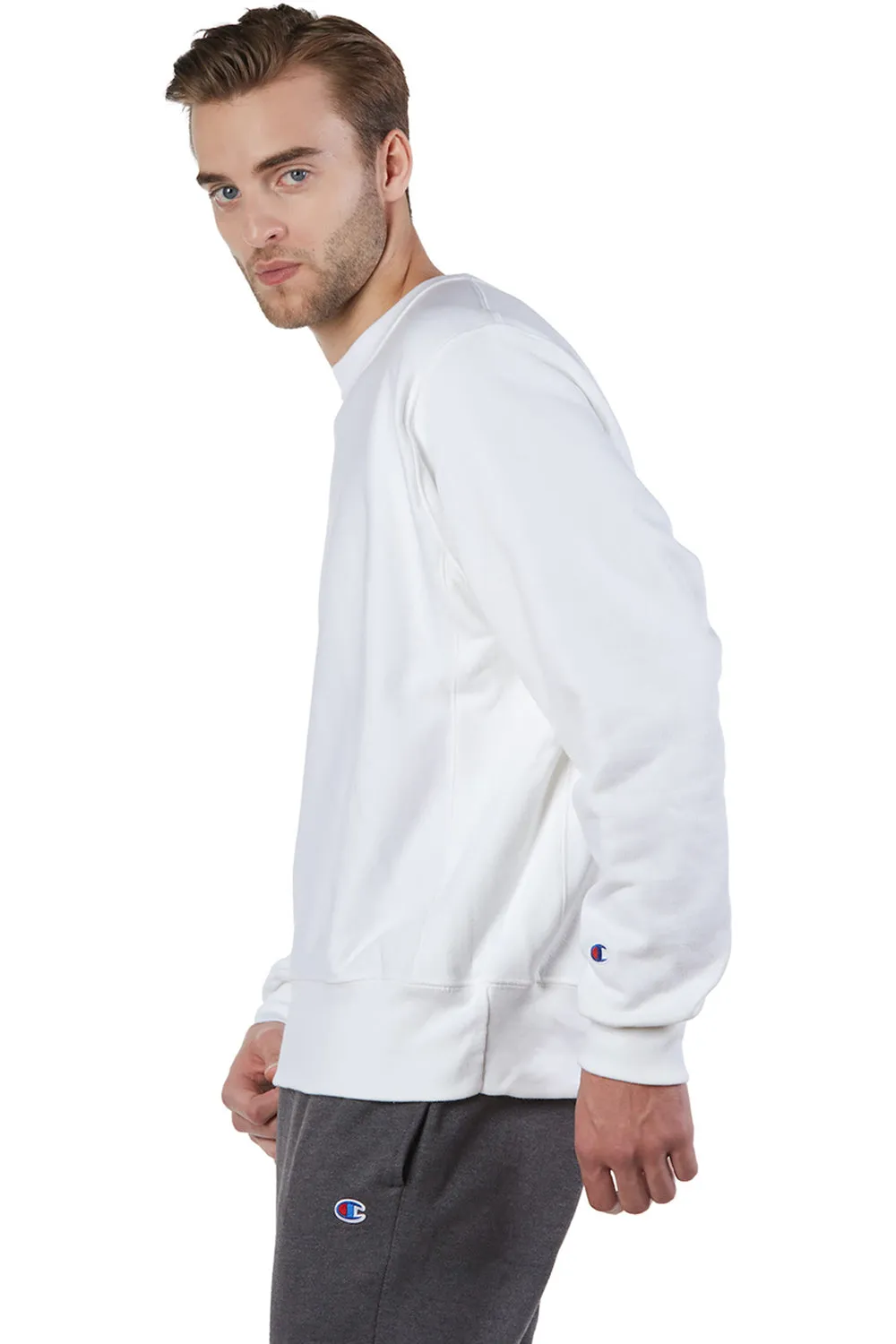 Champion Mens Shrink Resistant Crewneck Sweatshirt - White
