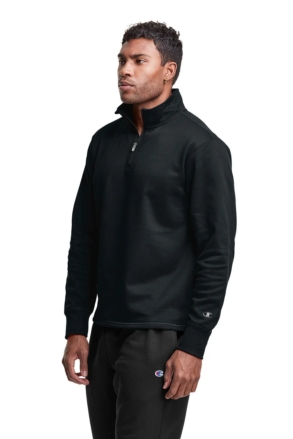 Champion Mens Sport 1/4 Zip Sweatshirt - Black