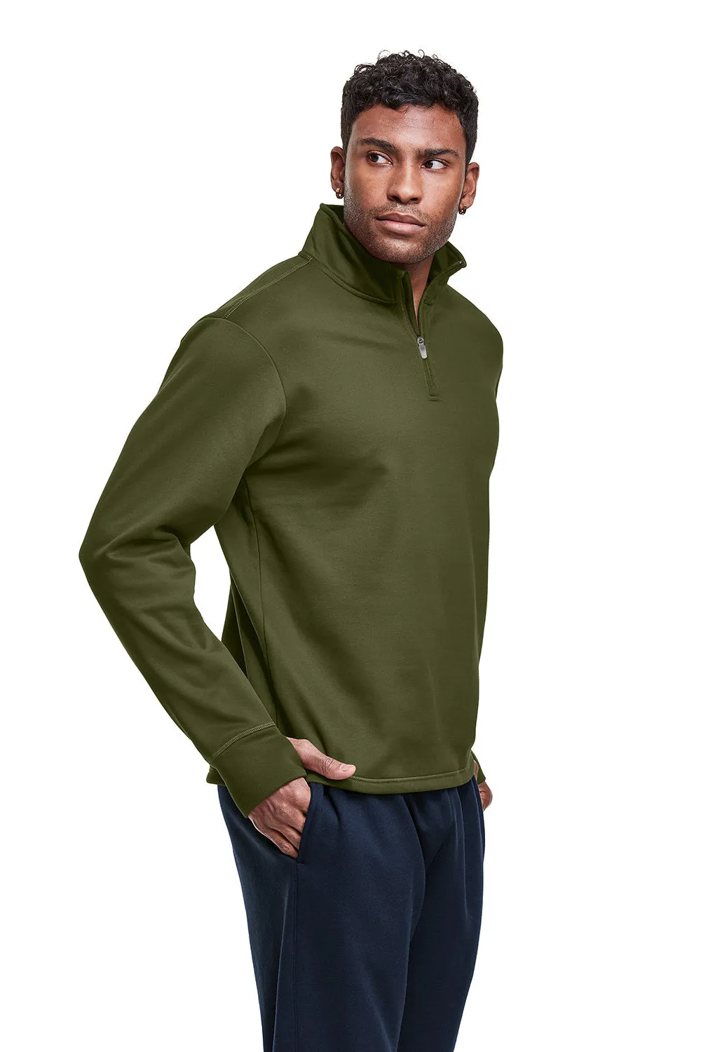 Champion Mens Sport 1/4 Zip Sweatshirt - Fresh Olive Green