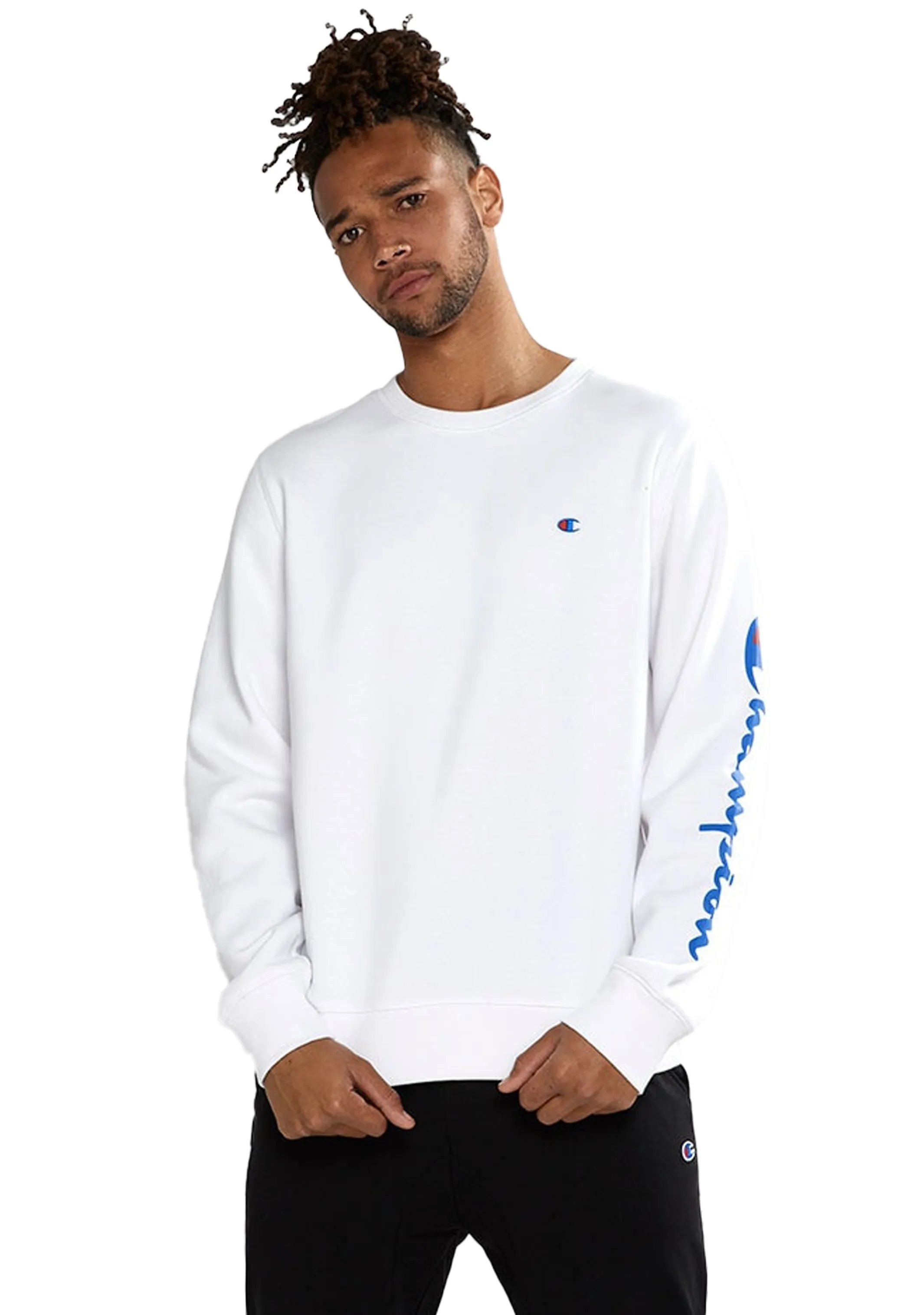 Champion Mens Sporty Graphic Crew White <br> AXWTN 7MY