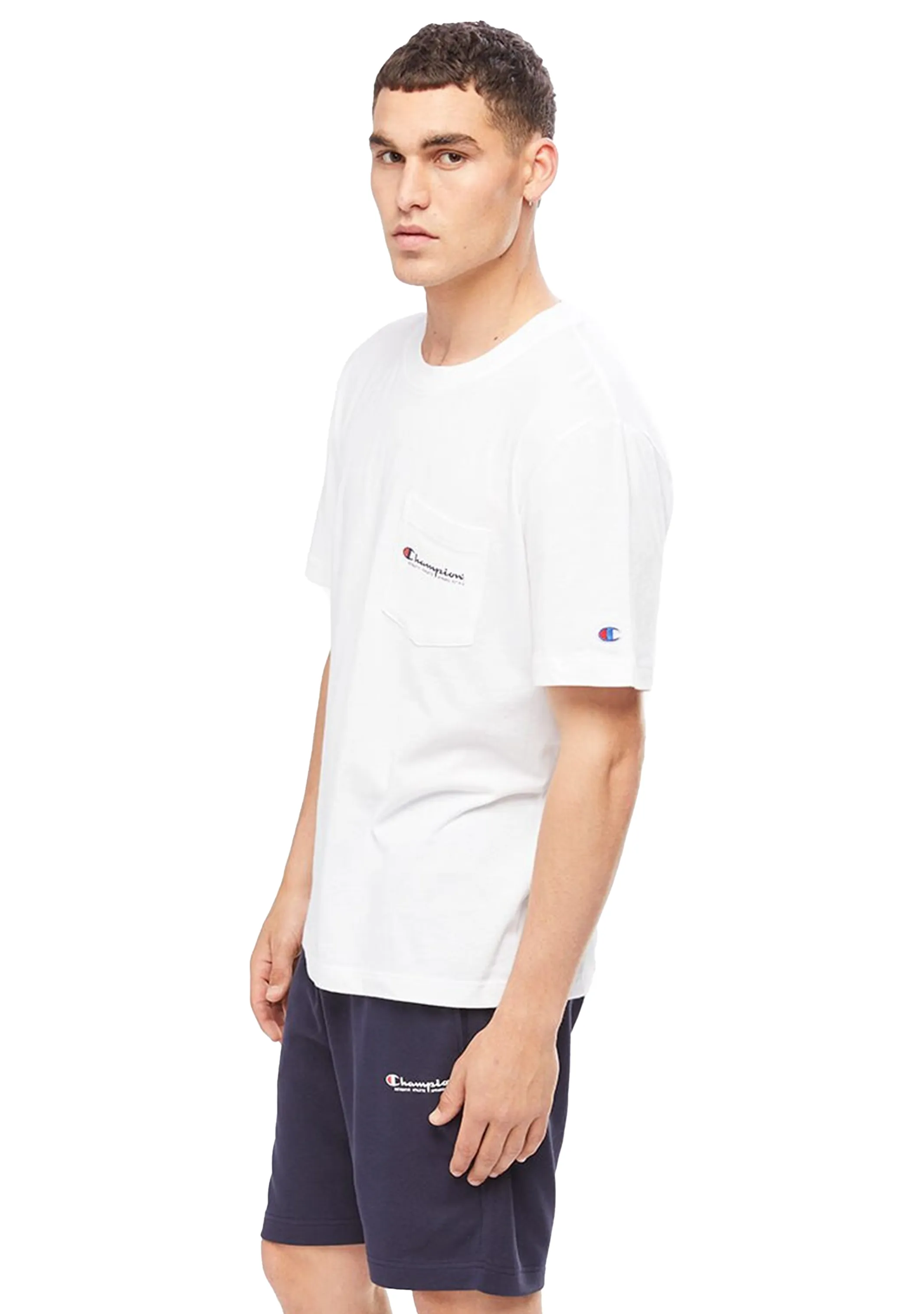 Champion Mens SPS Jersey Pocket Script Tee <br> AW43N BLK/WIT