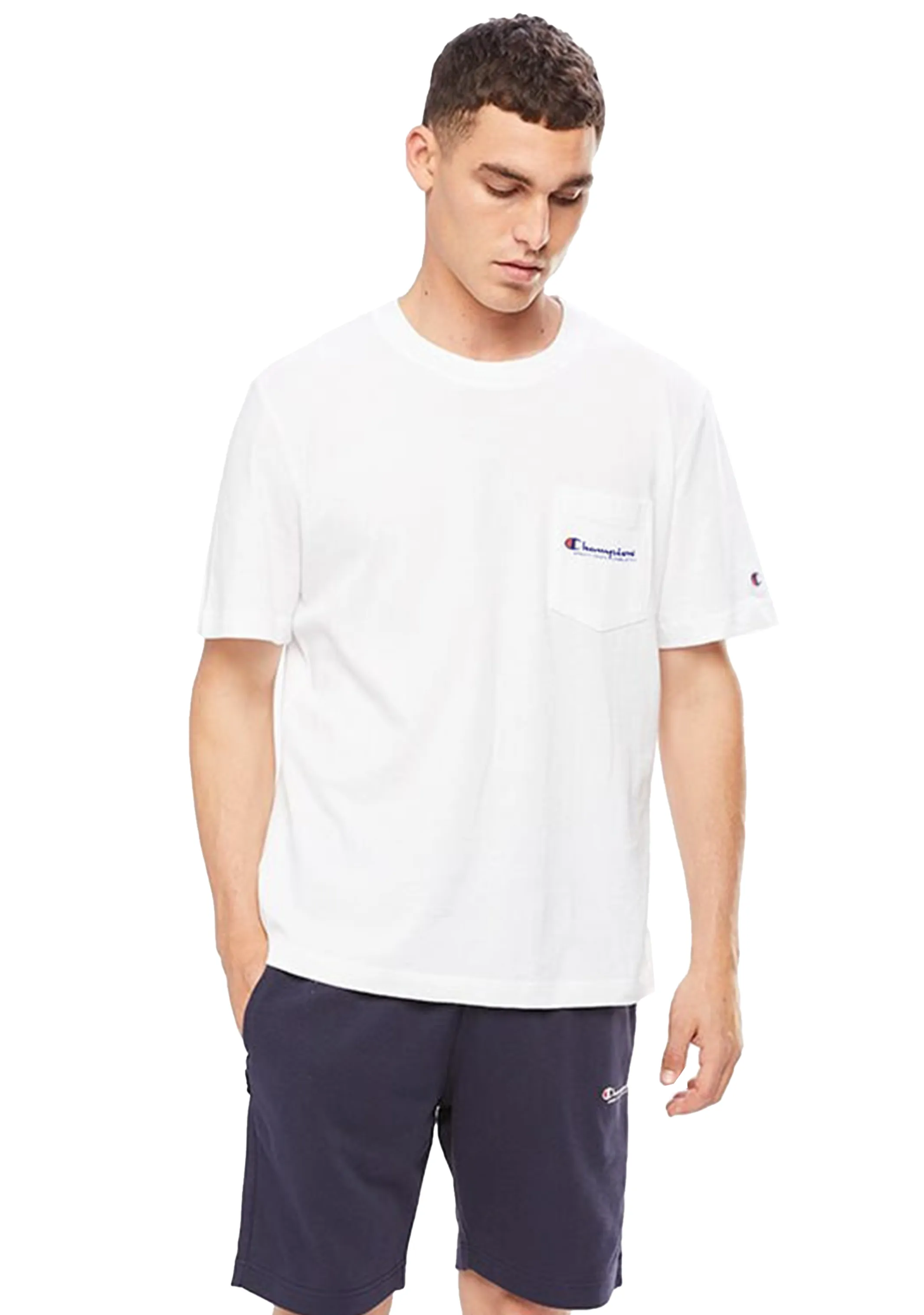 Champion Mens SPS Jersey Pocket Script Tee <br> AW43N BLK/WIT