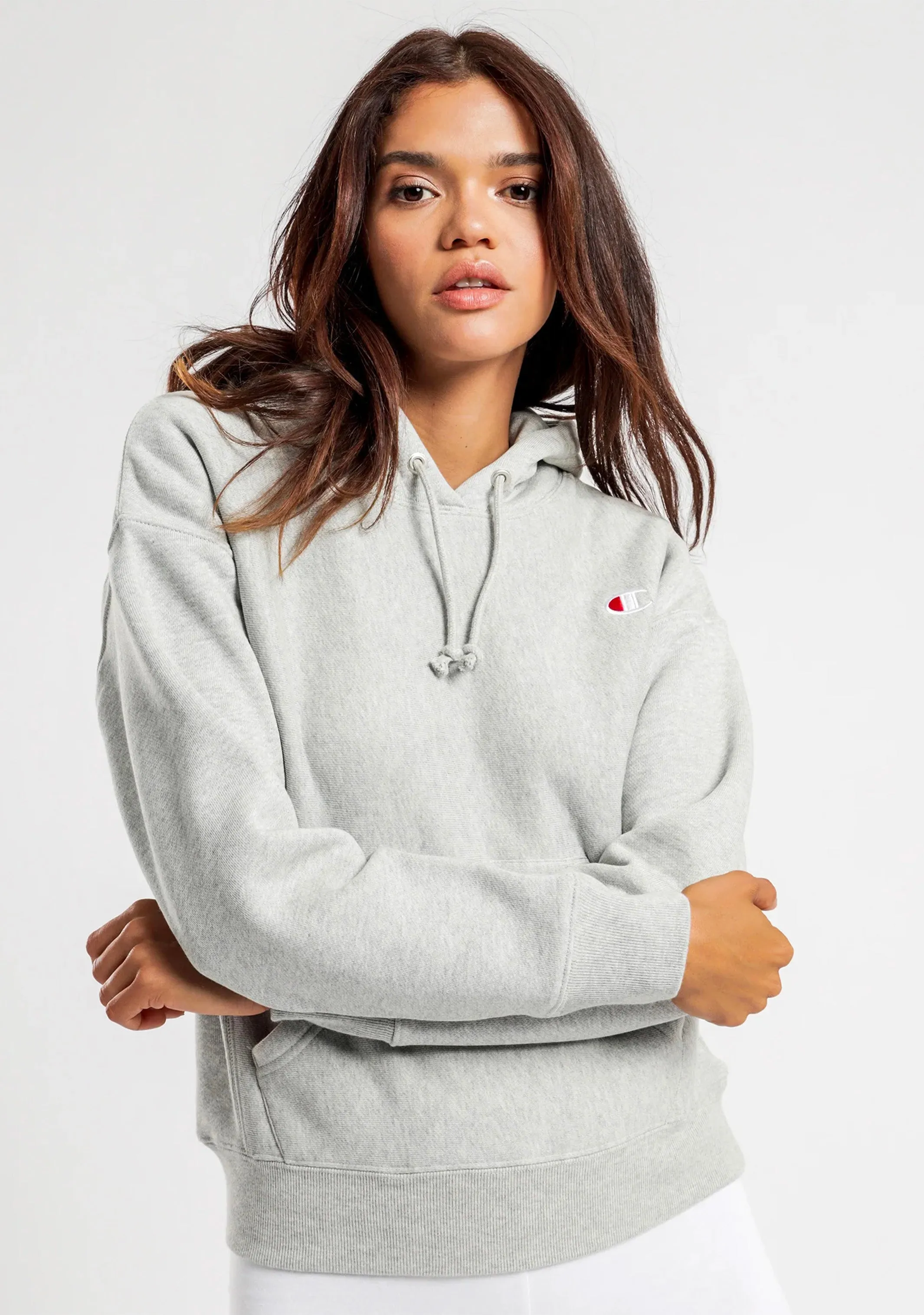 Champion Women’s Reverse Weave C Logo Regular Fit Hoodie Grey