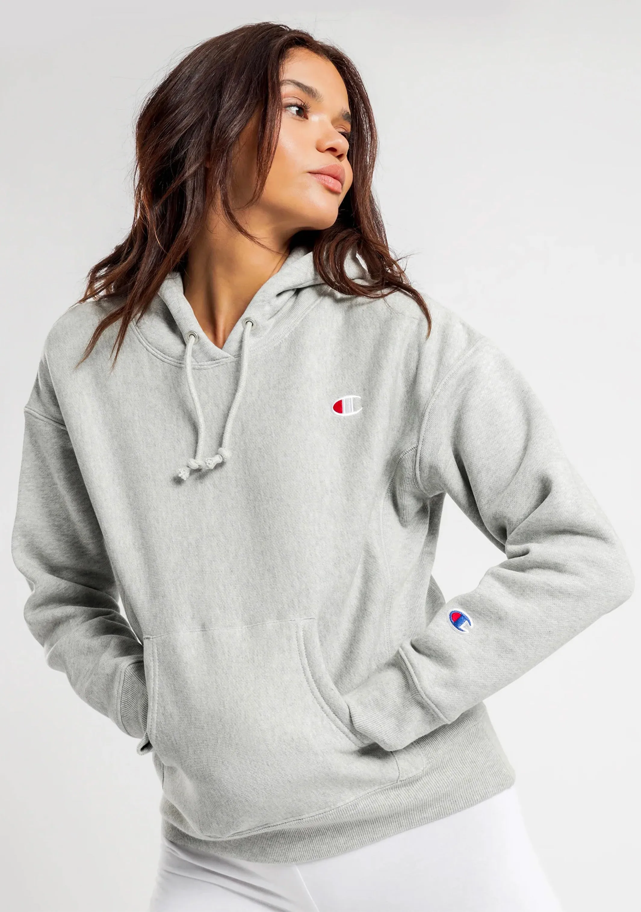 Champion Women’s Reverse Weave C Logo Regular Fit Hoodie Grey