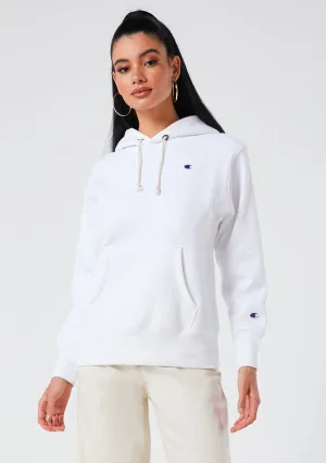 Champion Women’s Reverse Weave C Logo Regular Fit Hoodie White