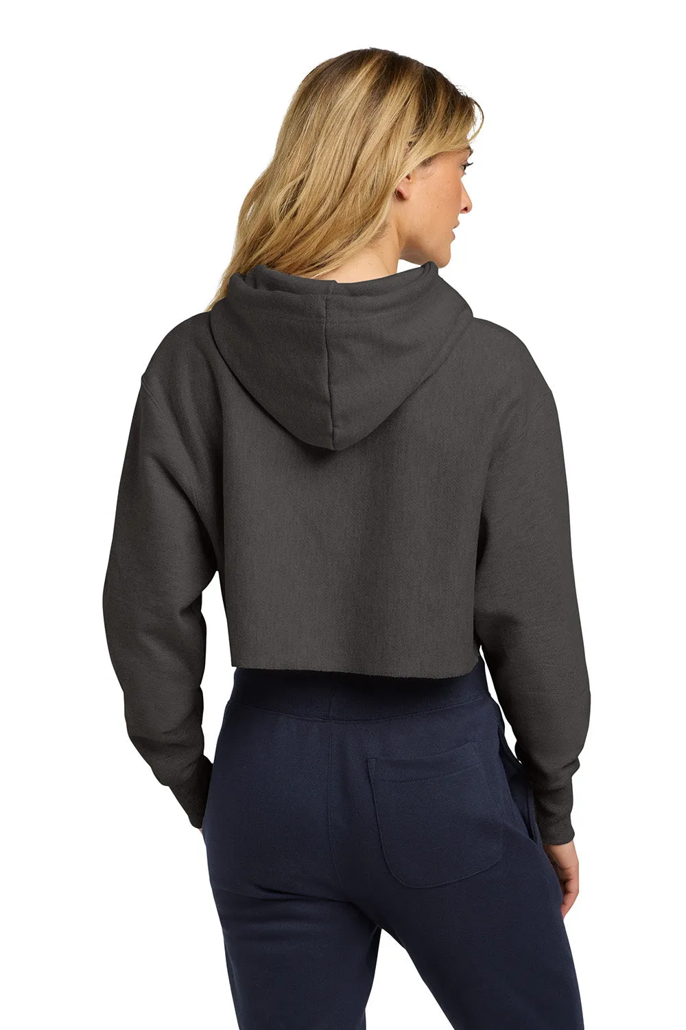 Champion Womens Reverse Weave Cropped Cut Off Hooded Sweatshirt Hoodie - Heather Charcoal Grey
