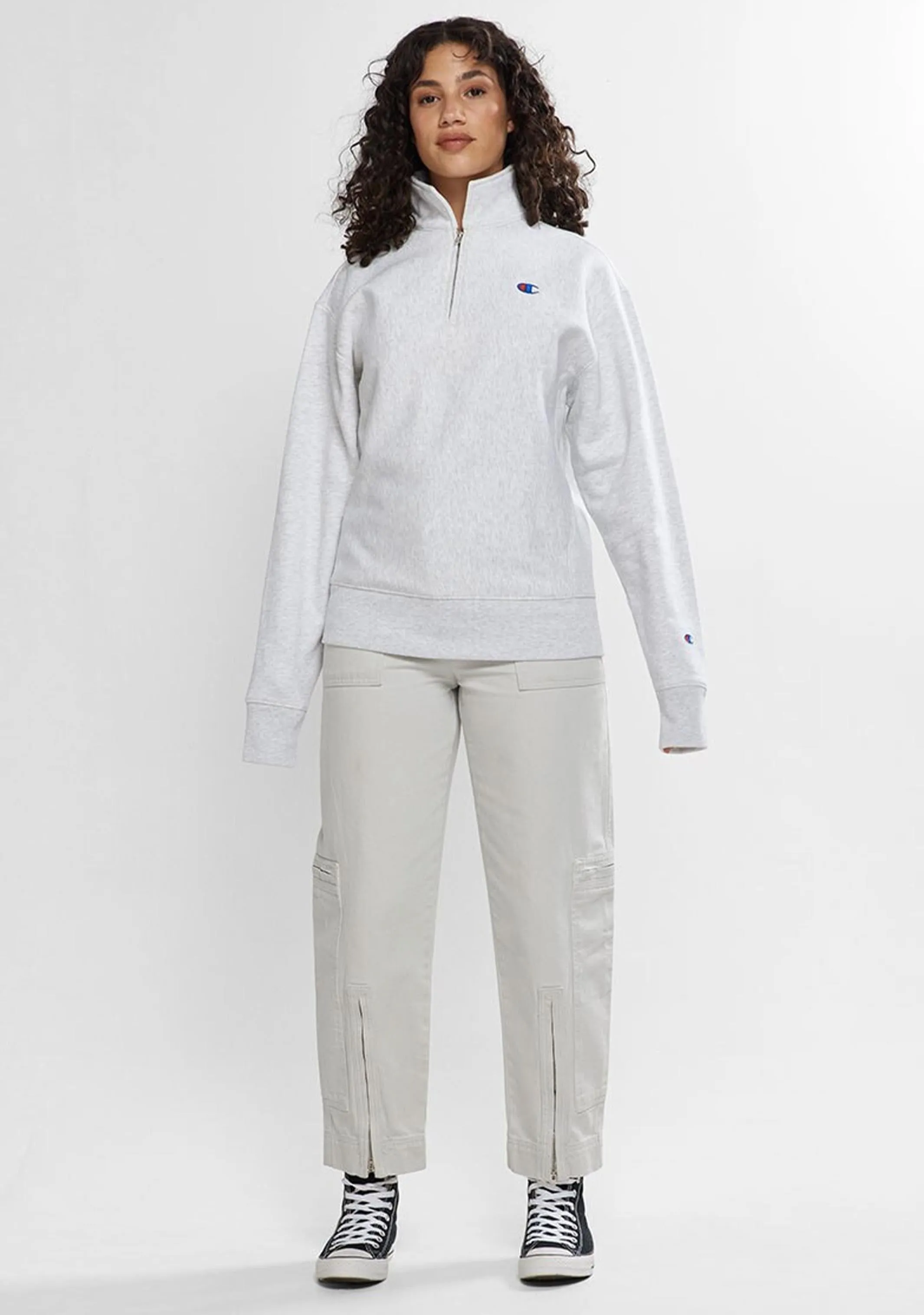 Champion Womens Reverse Weave Oversize Quarter Zip <BR> CTEDA1 429