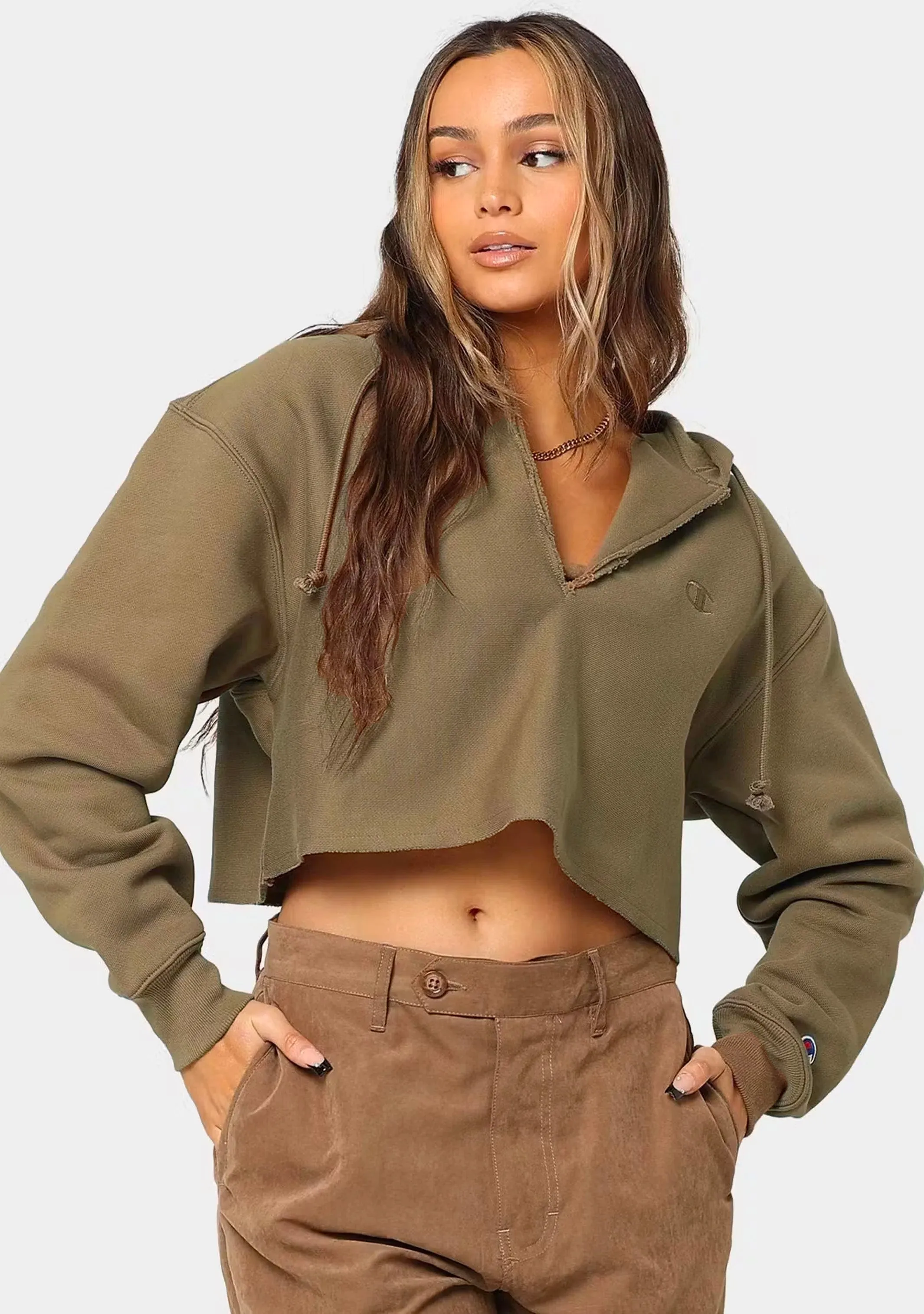 Champion Women's Reverse Weave Split Crop Hoodie