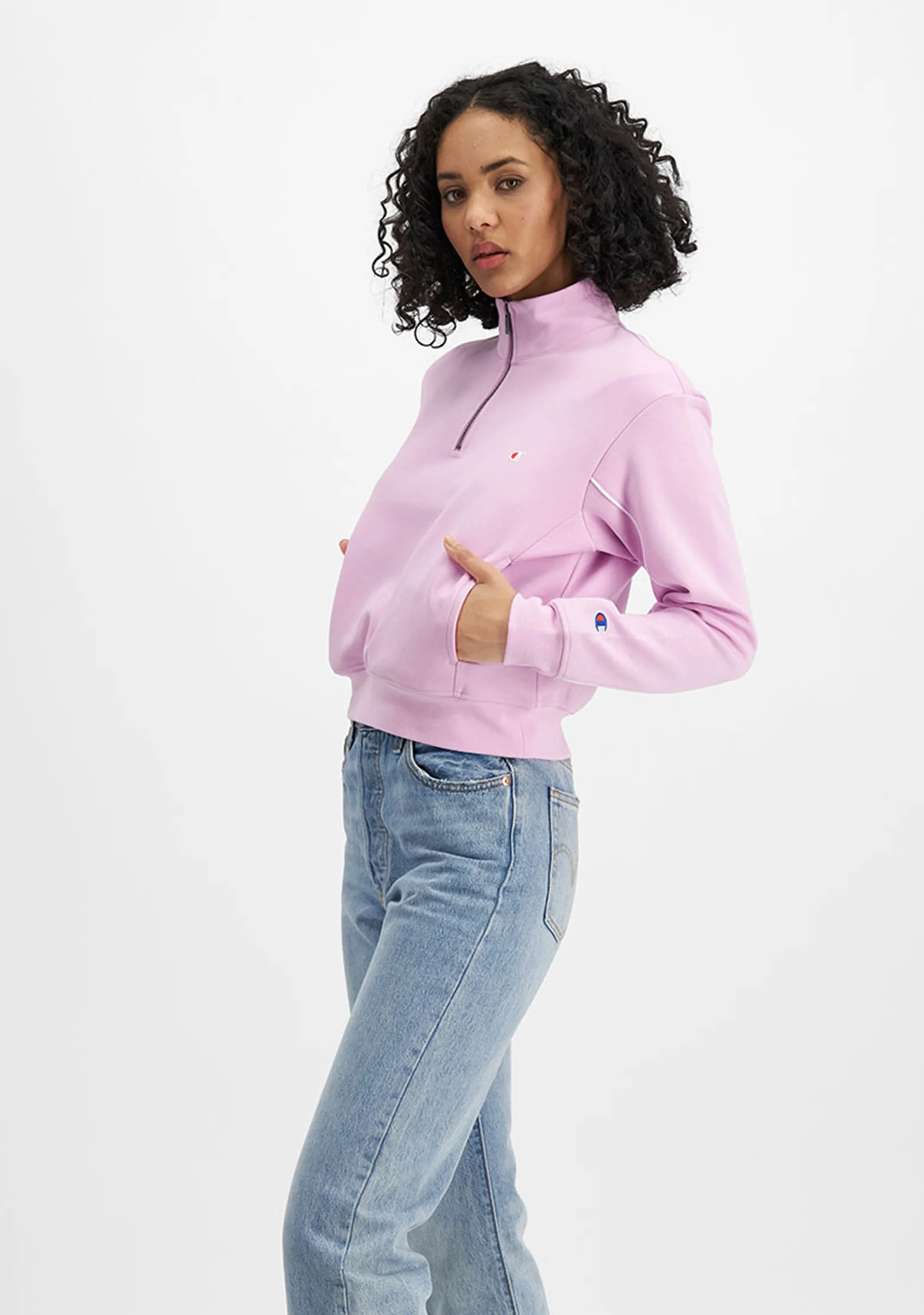 Champion Womens Rochester Athletic Quarter Zip Crew <BR> CT3GN XLQ