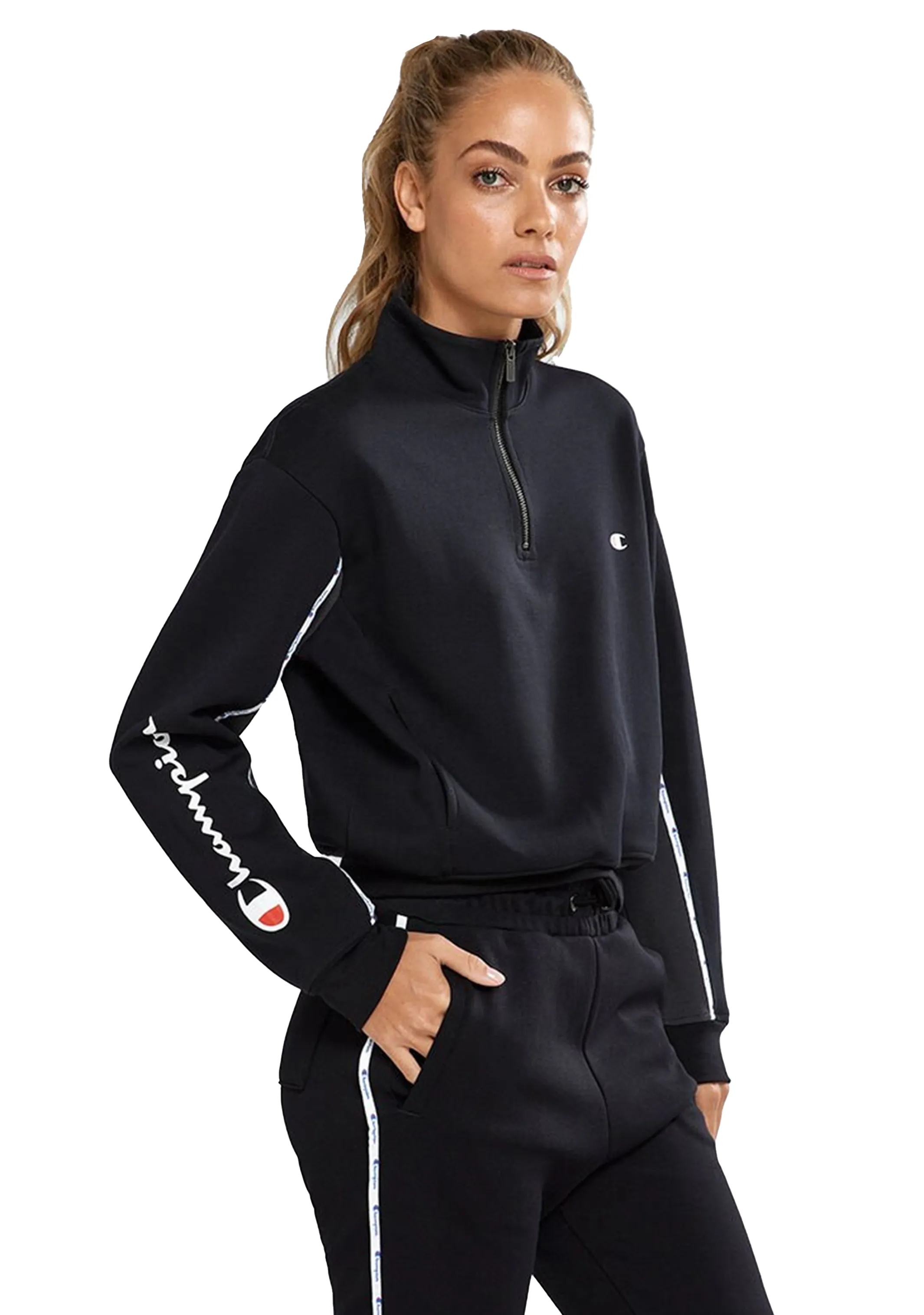 Champion Womens Rochester Quarter Zip Crew <br> CTMTN BLK