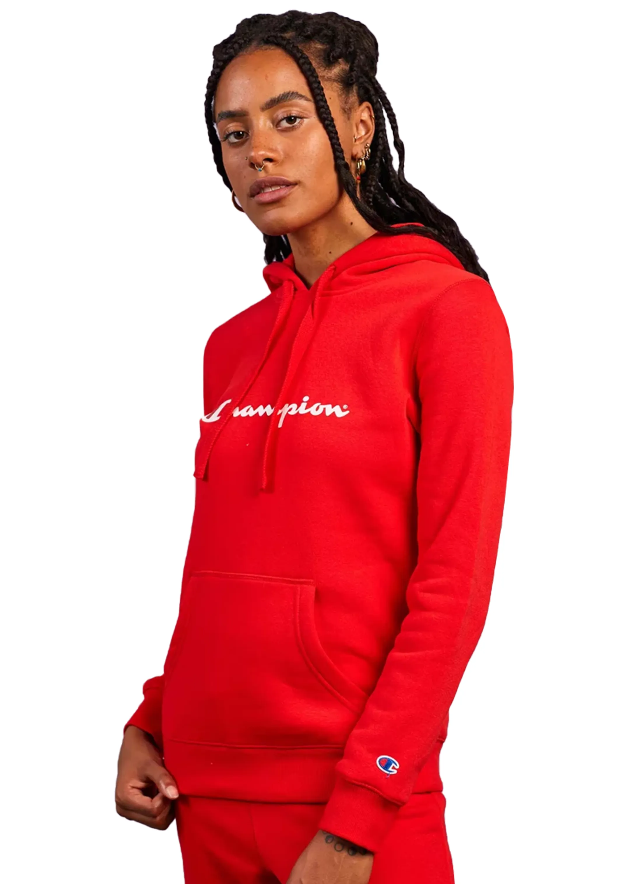 Champion Women’s Script Hoodie Vermillion Red
