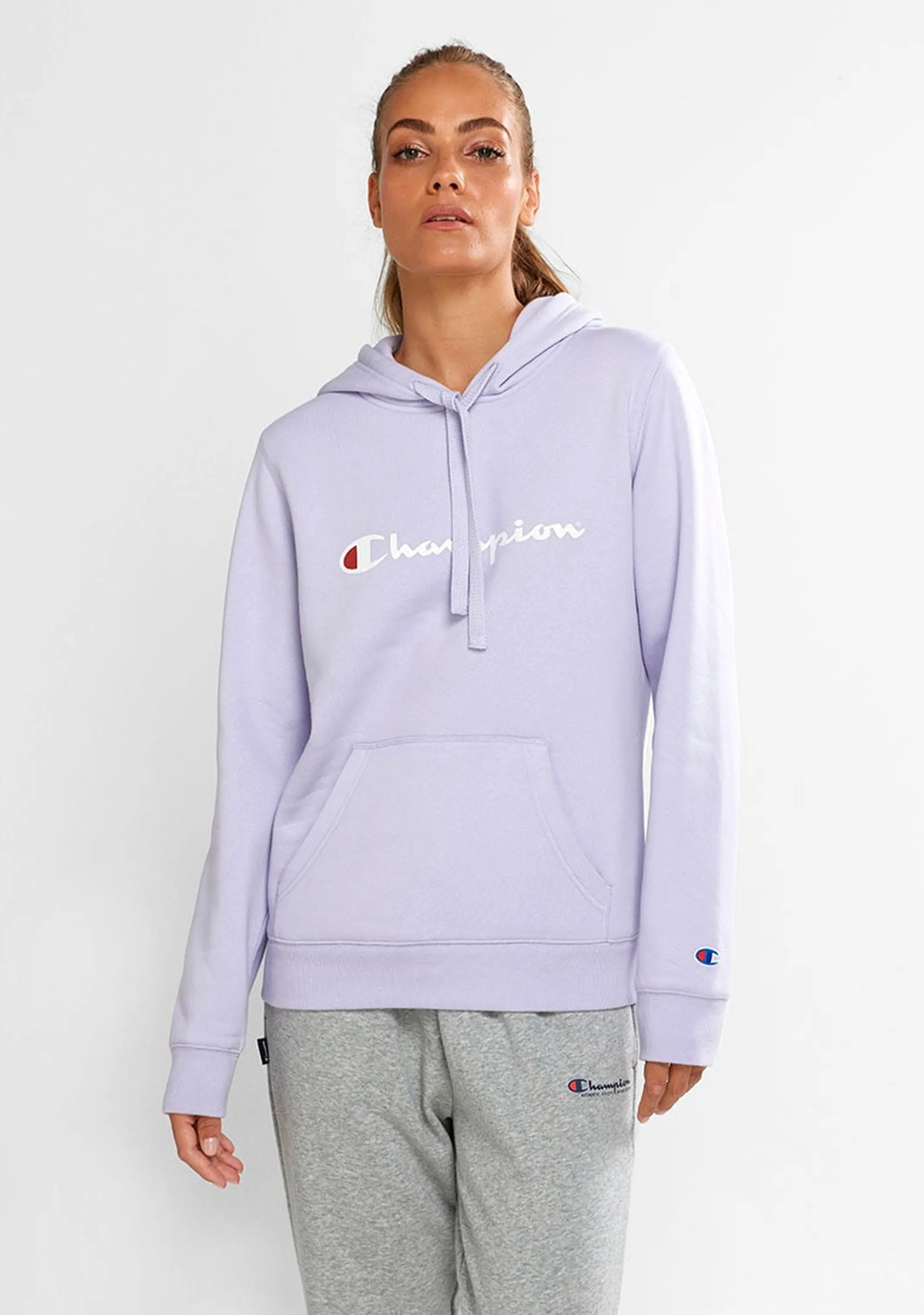 Champion Women’s Script Logo Hoodie Lilac