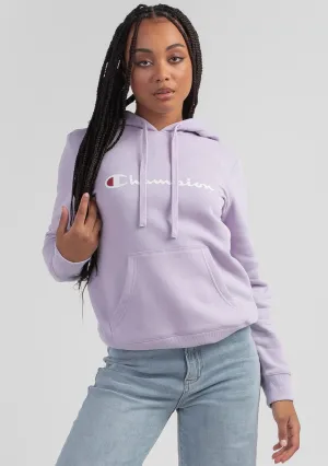 Champion Women’s Script Logo Hoodie Lilac