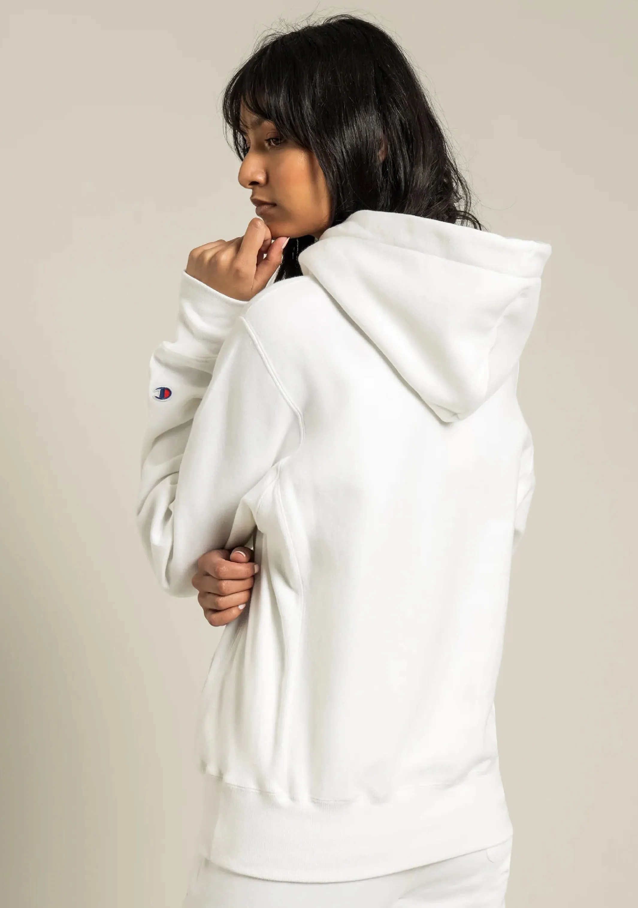Champion Womens Small C Boyfriend Fit Logo Hoodie <br> CTH6A1 WIT