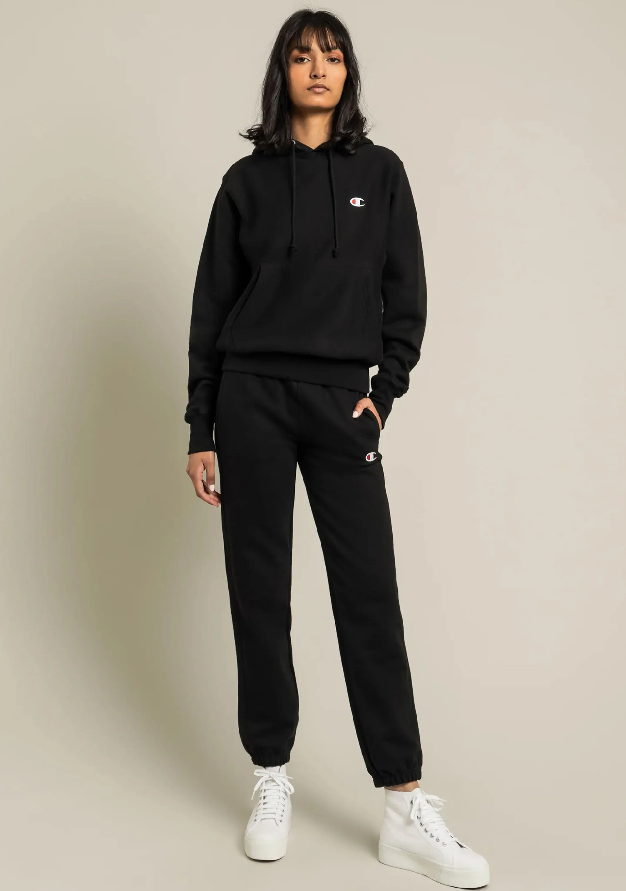 Champion Womens Small C Logo Boyfriend Fit  Hoodie <br> CTH6A1 BLK