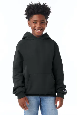 Champion Youth Double Dry Eco Moisture Wicking Fleece Hooded Sweatshirt Hoodie w/ Pouch Pocket - Black