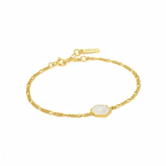 Bracelet Chaîne Figaro Or avec Emblème Boussole B030-02G Ania Haie Bijoux
