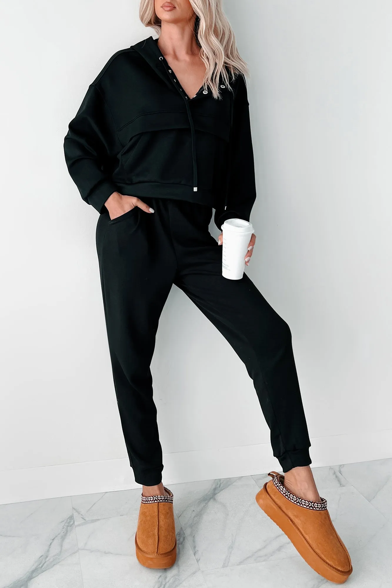 Cool As A Cucumber Hoodie & Sweatpants Set (Black)