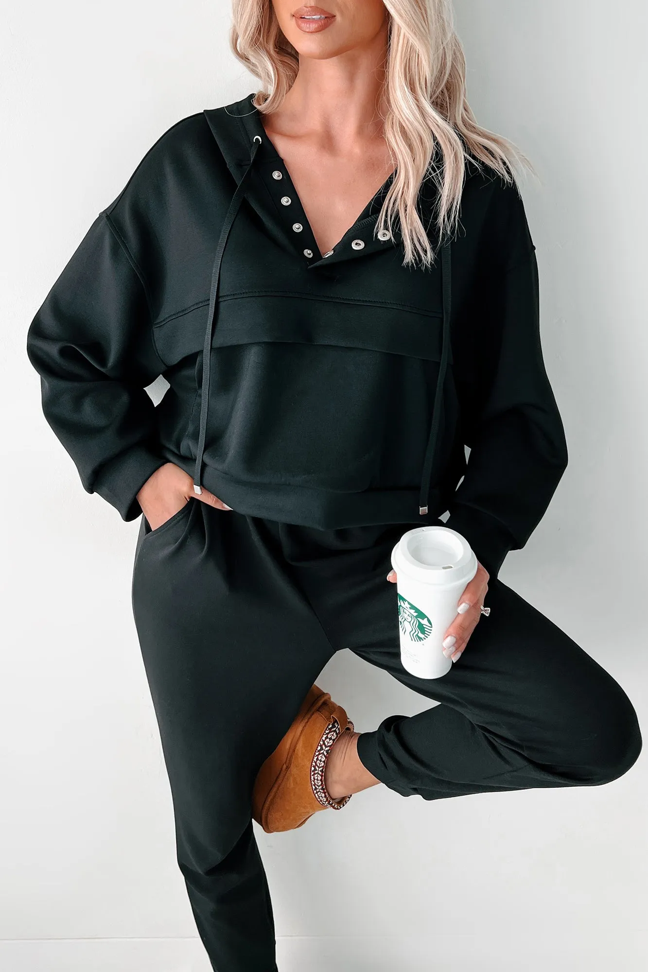 Cool As A Cucumber Hoodie & Sweatpants Set (Black)