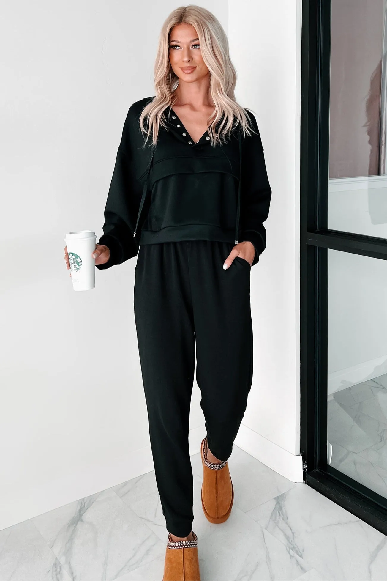 Cool As A Cucumber Hoodie & Sweatpants Set (Black)