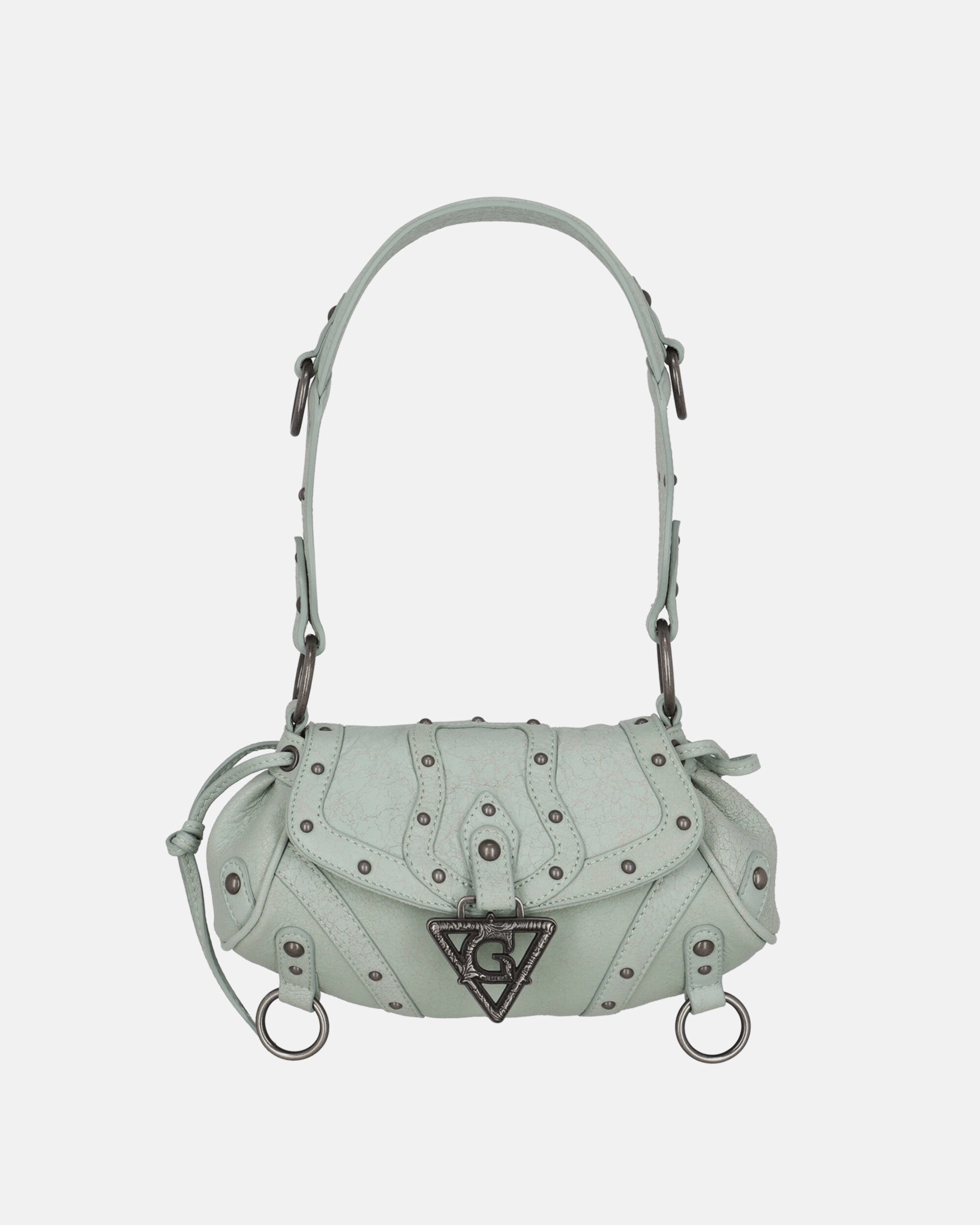 Sac à bandoulière en cuir craquelé menthe milk-shake