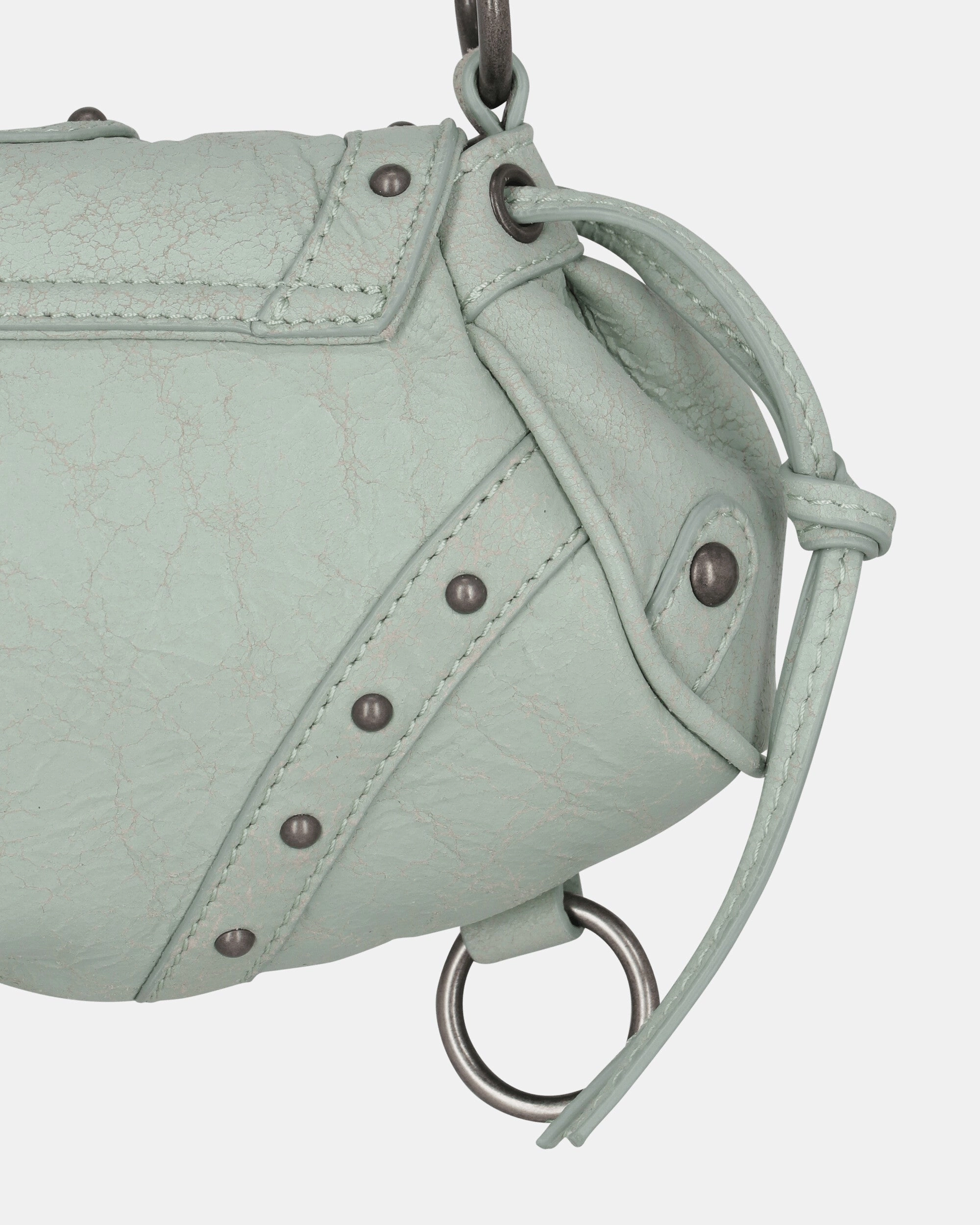 Sac à bandoulière en cuir craquelé menthe milk-shake