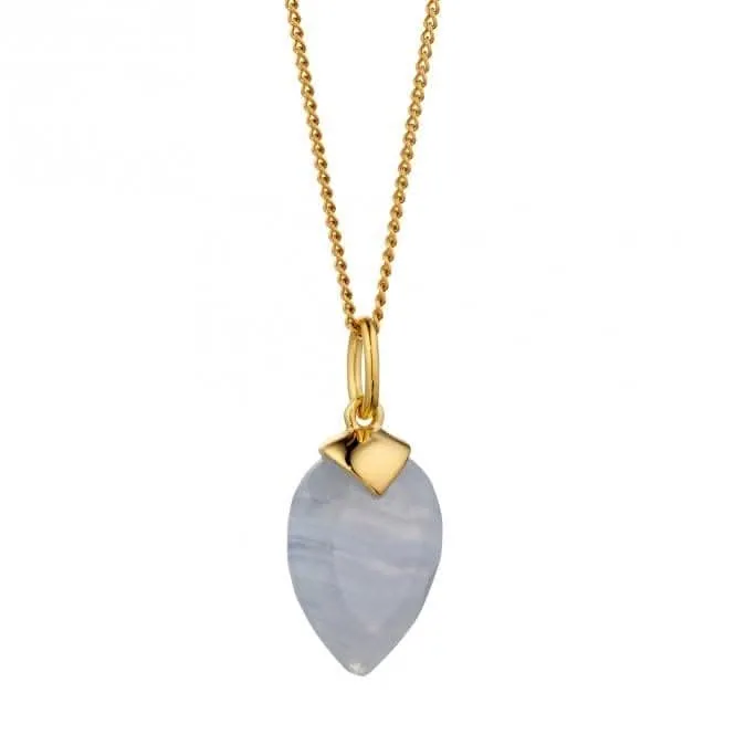 Pendentif en calcédoine pierre de naissance plaqué or jaune de décembre P4986 Beginnings Jewellery