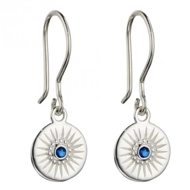 Boucles d'oreilles à goutte en disque taille diamant avec cristal bleu saphir E6003L Beginnings Jewellery