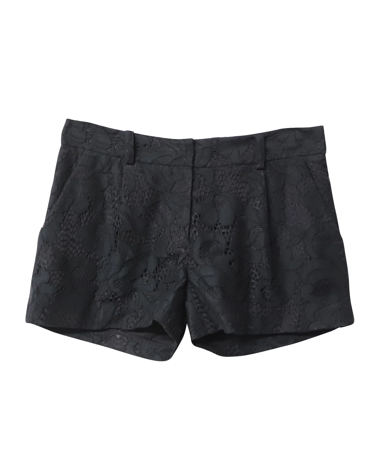 Diane Von Furstenberg Lace Casual Shorts in Black Cotton