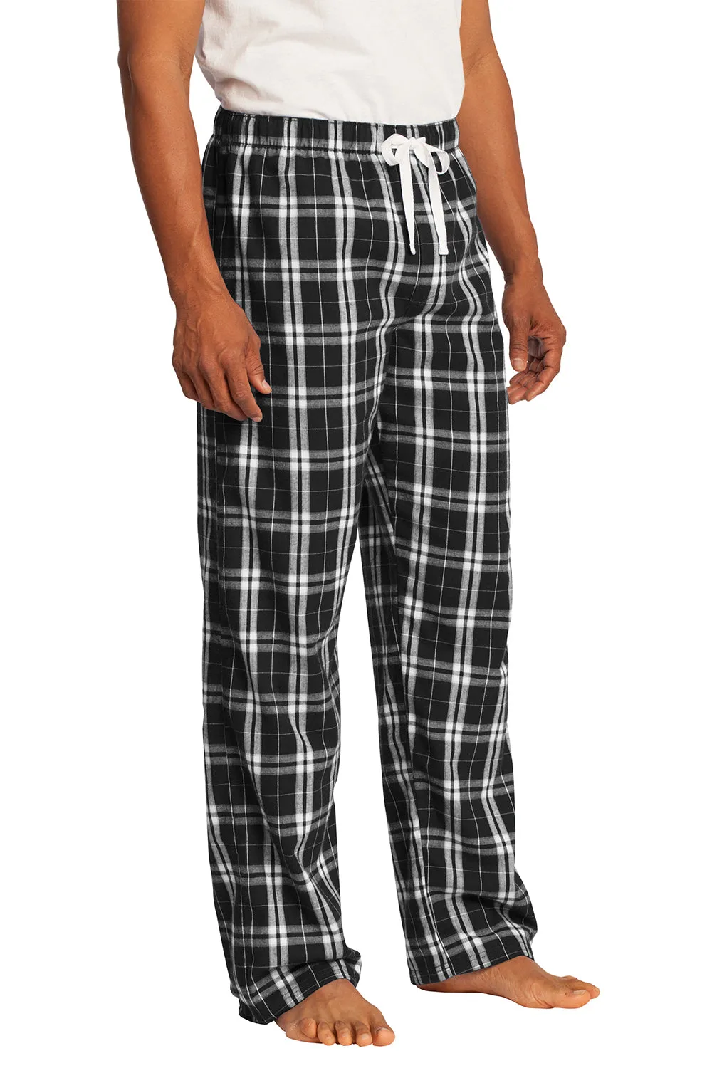 District Mens Flannel Plaid Lounge Pants - Black