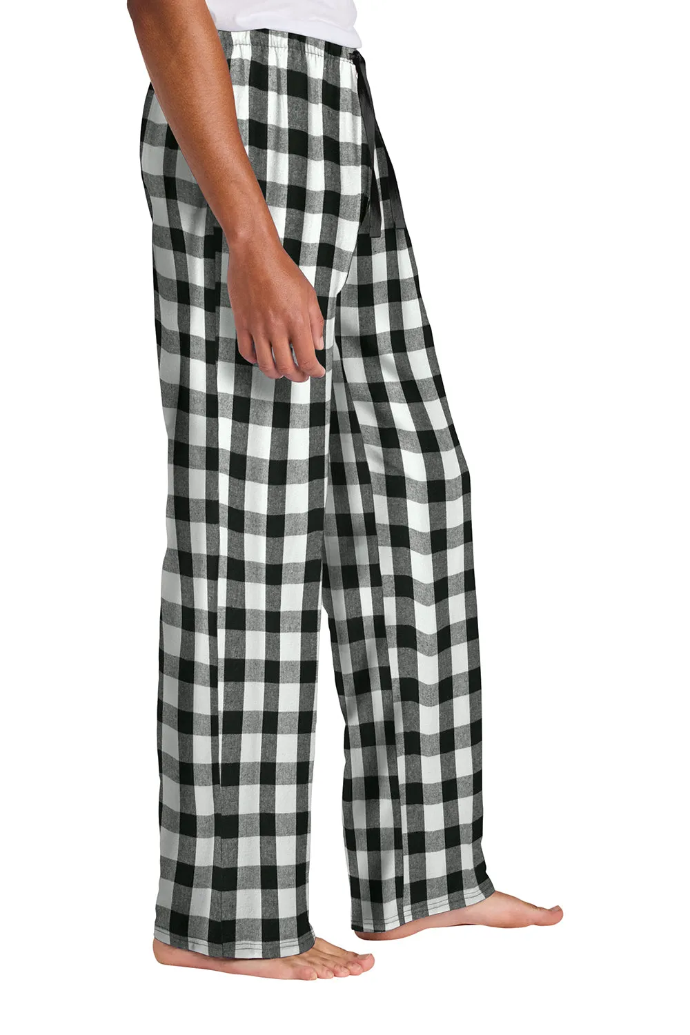 District Mens Flannel Plaid Lounge Pants - Black/White Buffalo Check