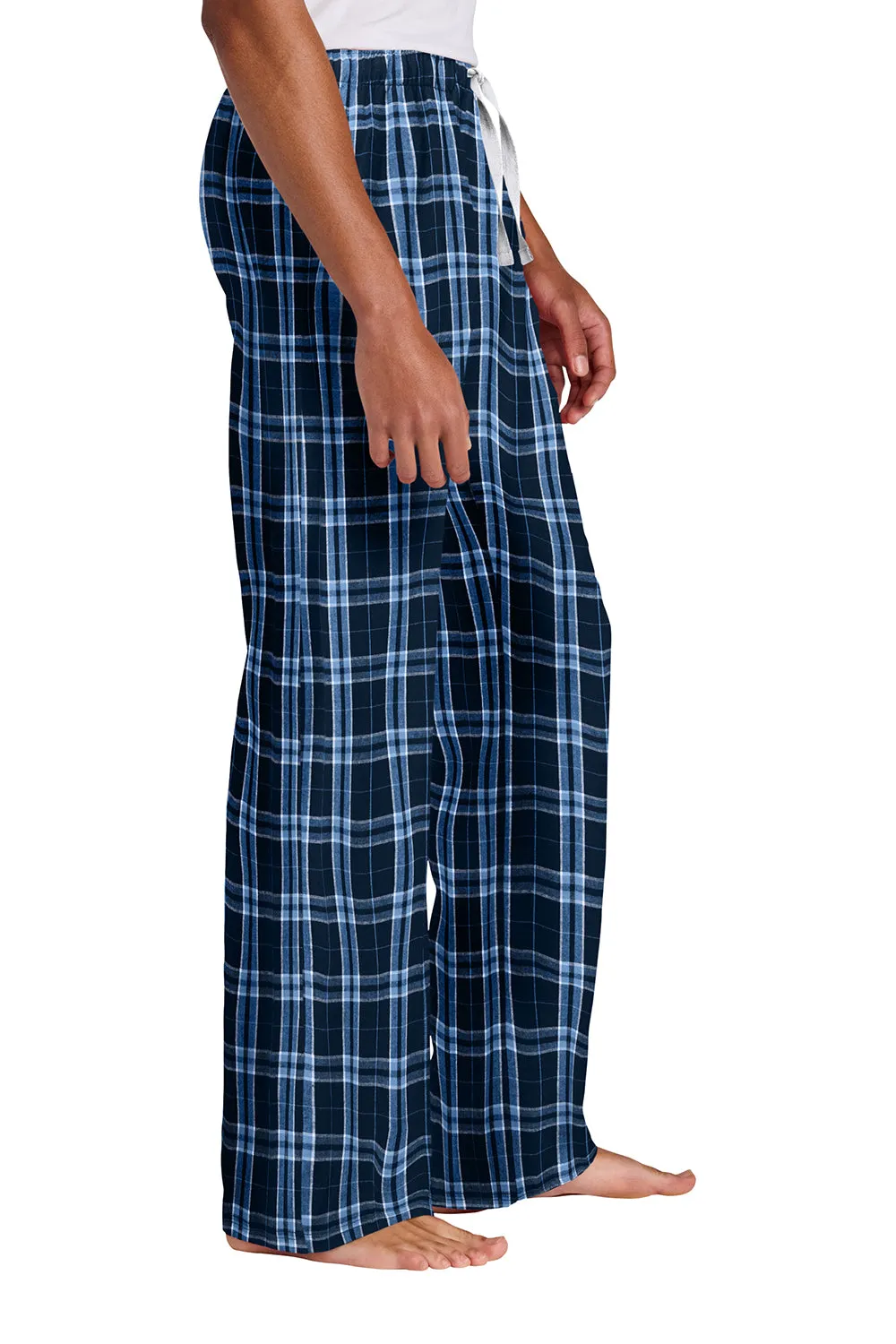 District Mens Flannel Plaid Lounge Pants - True Navy Blue/Carolina Blue