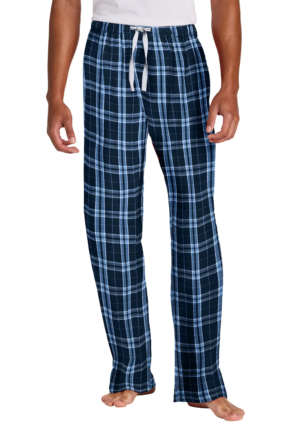 District Mens Flannel Plaid Lounge Pants - True Navy Blue/Carolina Blue