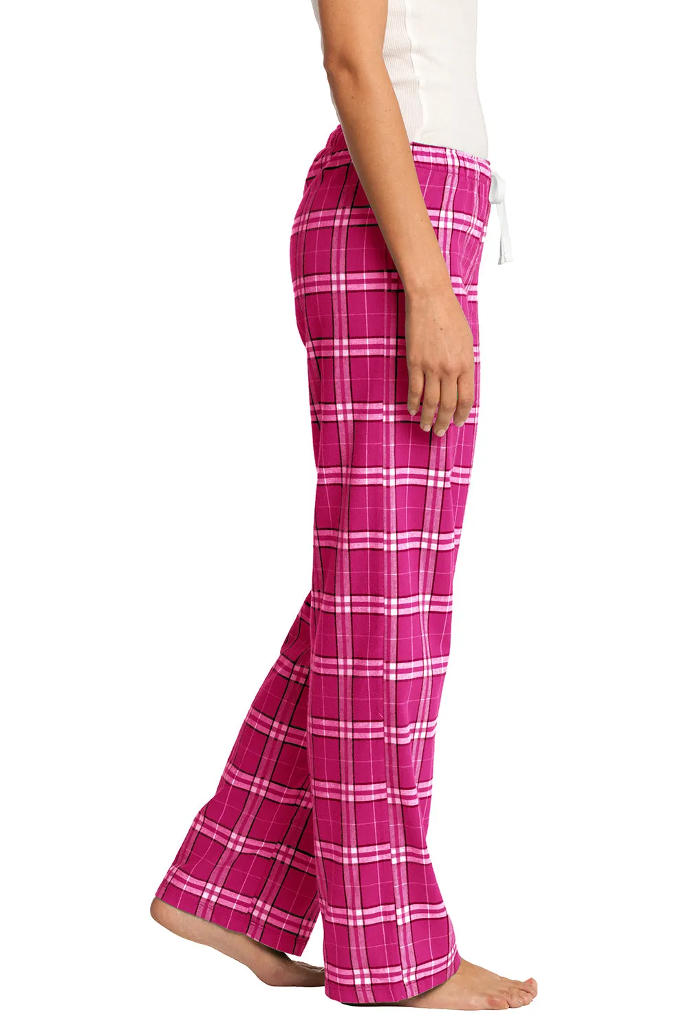 District Womens Flannel Plaid Lounge Pants - Dark Fuchsia Pink