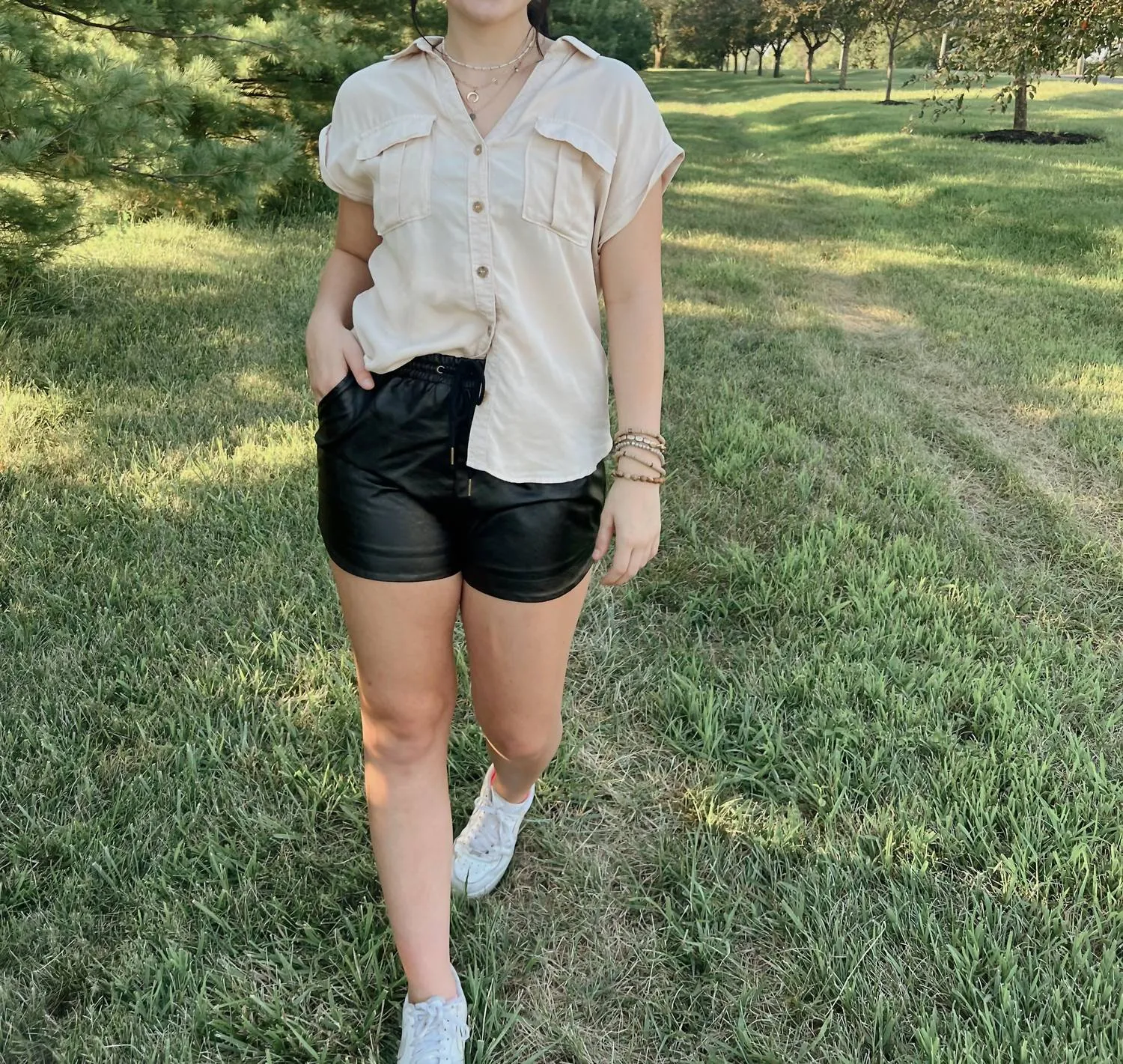 Edgy Leather Shorts In Black