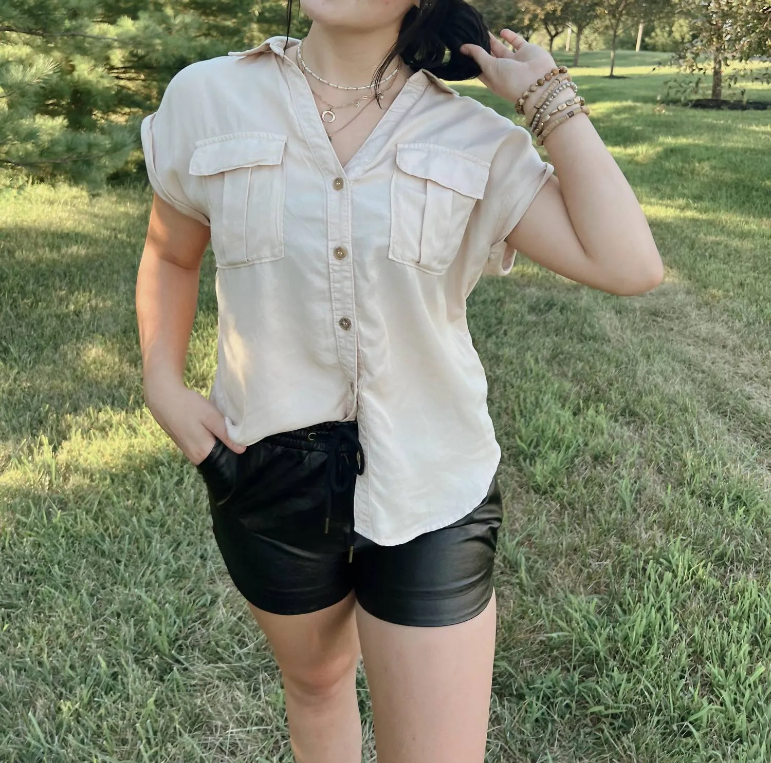 Edgy Leather Shorts In Black