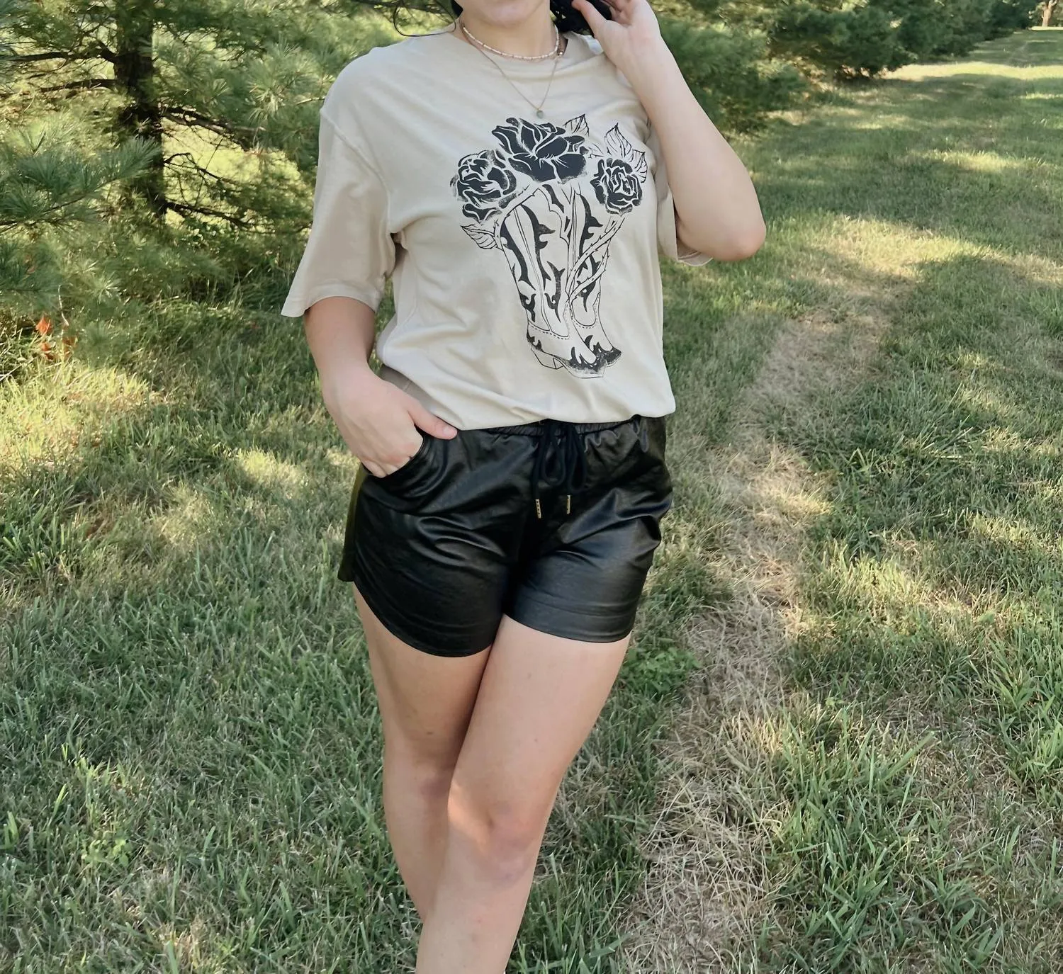 Edgy Leather Shorts In Black