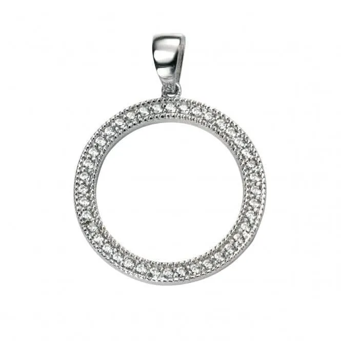 Pendentif Cercle Ouvert en Rhodium avec CZ Transparent P4344C - Bijoux Beginnings