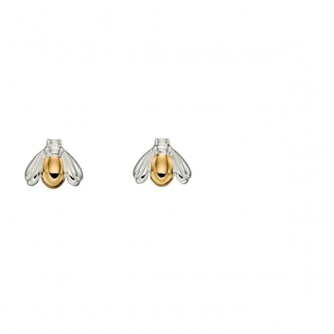 Boucles d'oreilles Bug en argent mélangé avec plaque jaune et argent uni E5682 - Débuts Bijoux