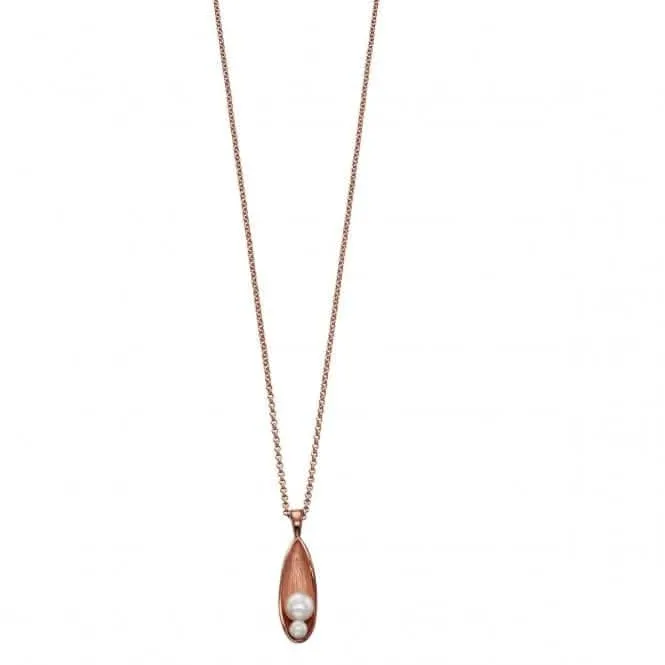 Pendentif Éléments en Plaque Or Rose Argenté & Perle Tombante P4548P Bijoux Beginnings