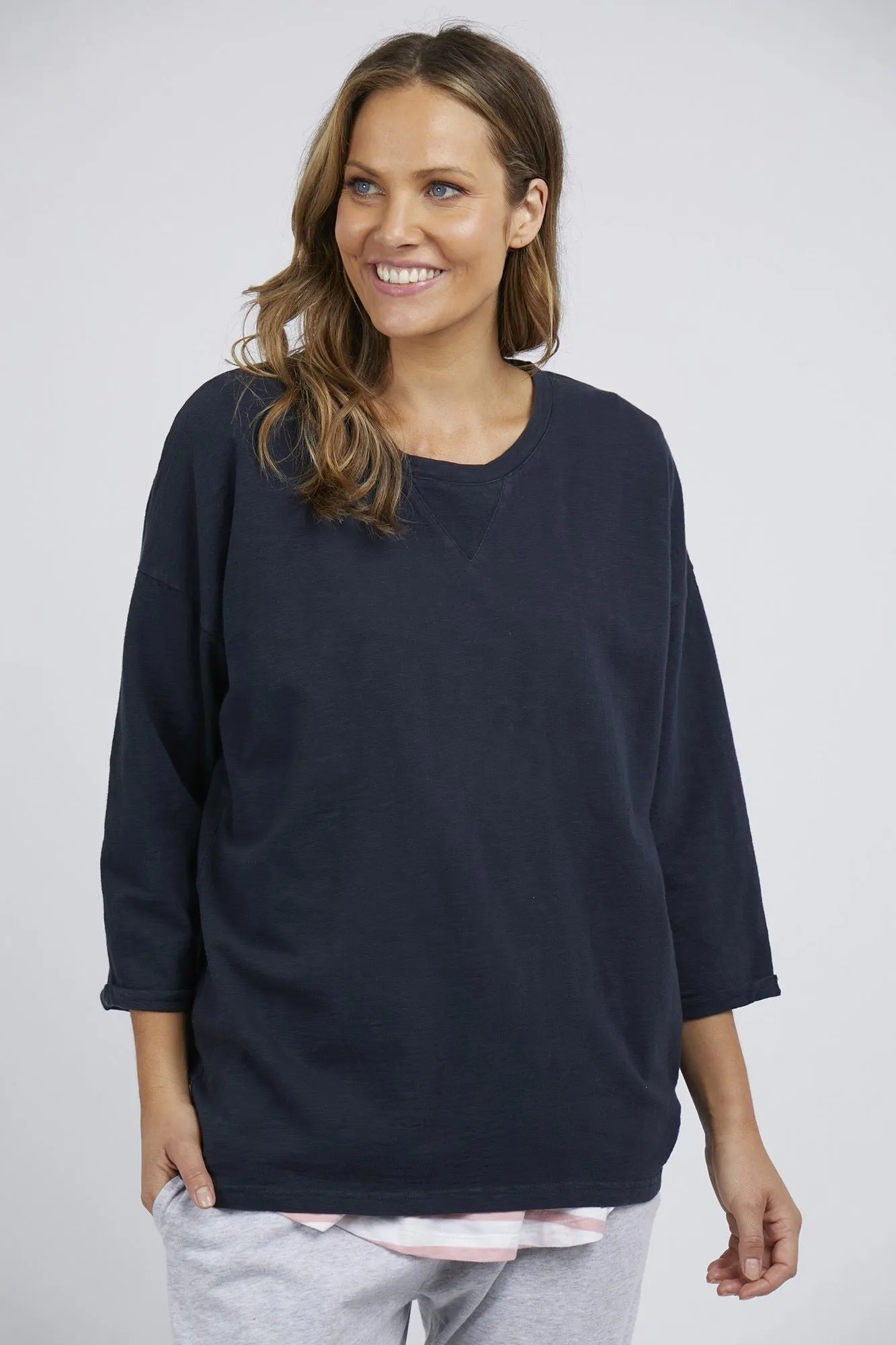 Elm Annie 3/4 Sleeve Tee Navy