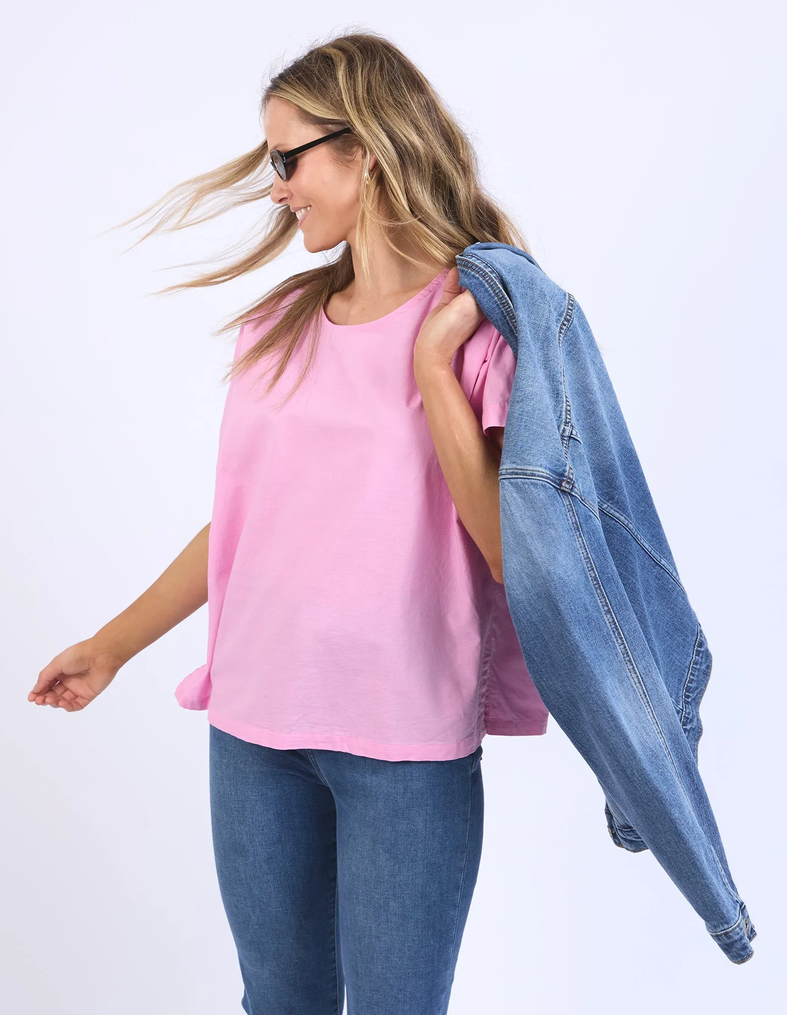 Elm Curtis Woven S/S Tee Strawberry Pink