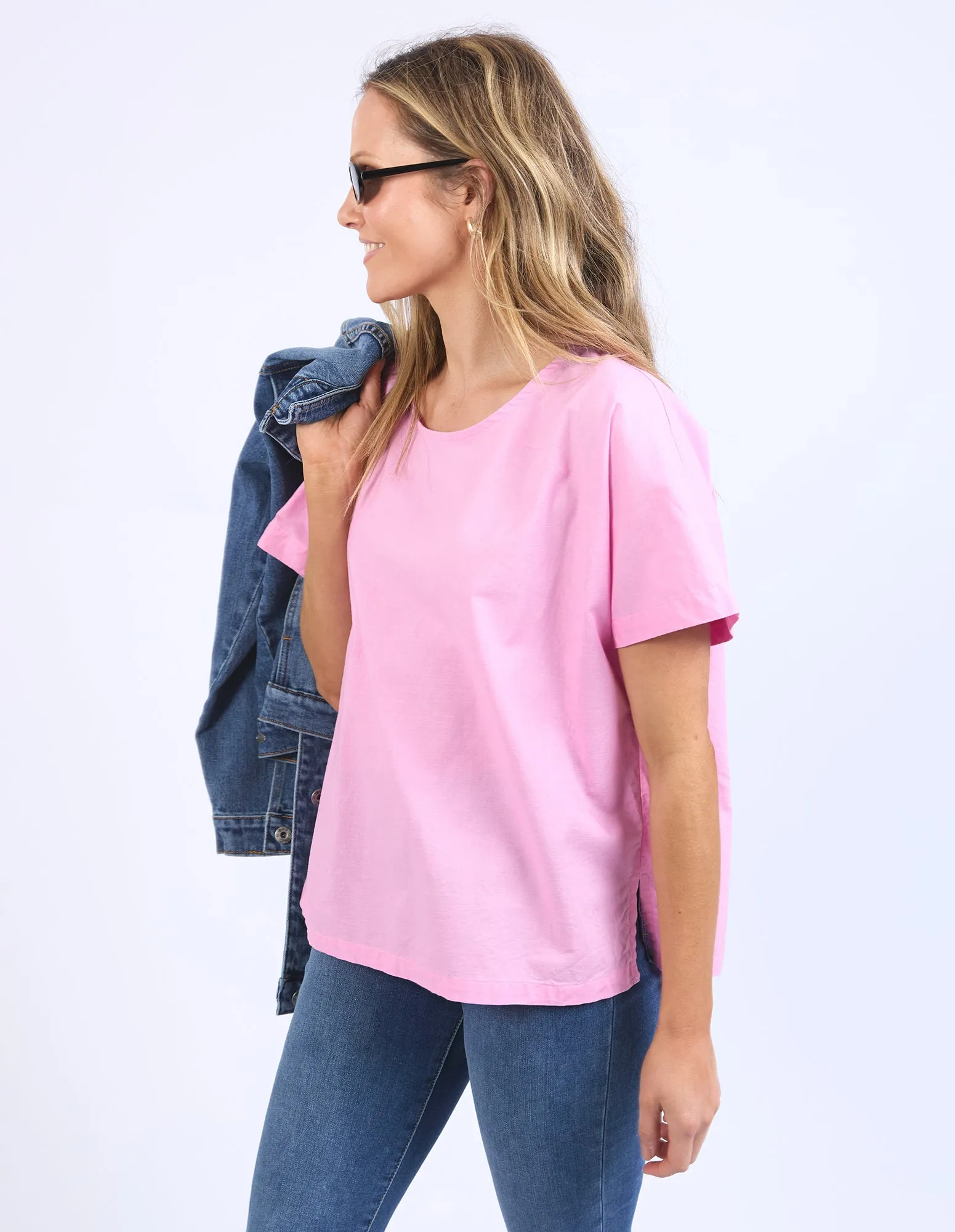 Elm Curtis Woven S/S Tee Strawberry Pink