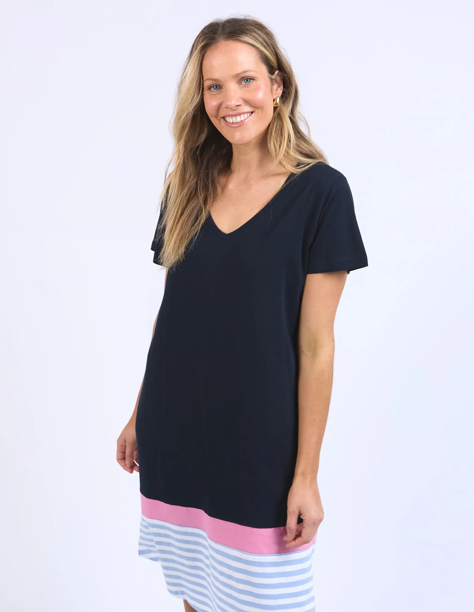 Elm Draw The Line Tee Dress Navy/Blue And White Stripe