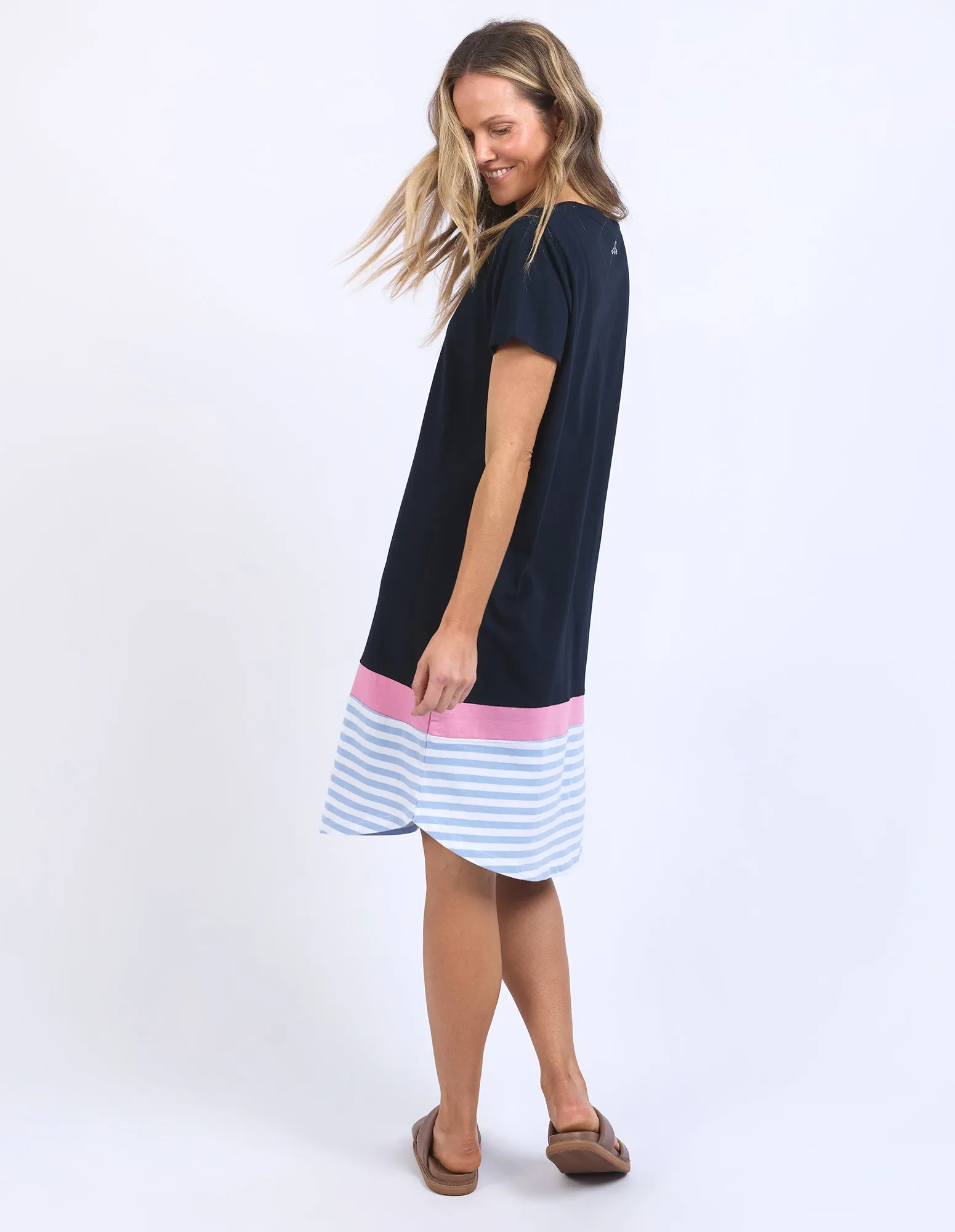 Elm Draw The Line Tee Dress Navy/Blue And White Stripe